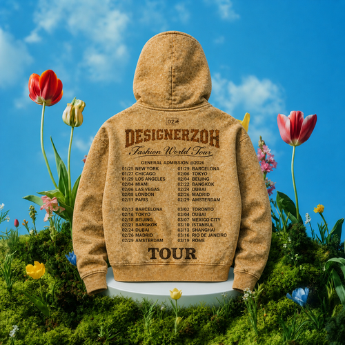 DesignerZoh “Fashion World Tour” Zip-Up Hoodie (Wheat)